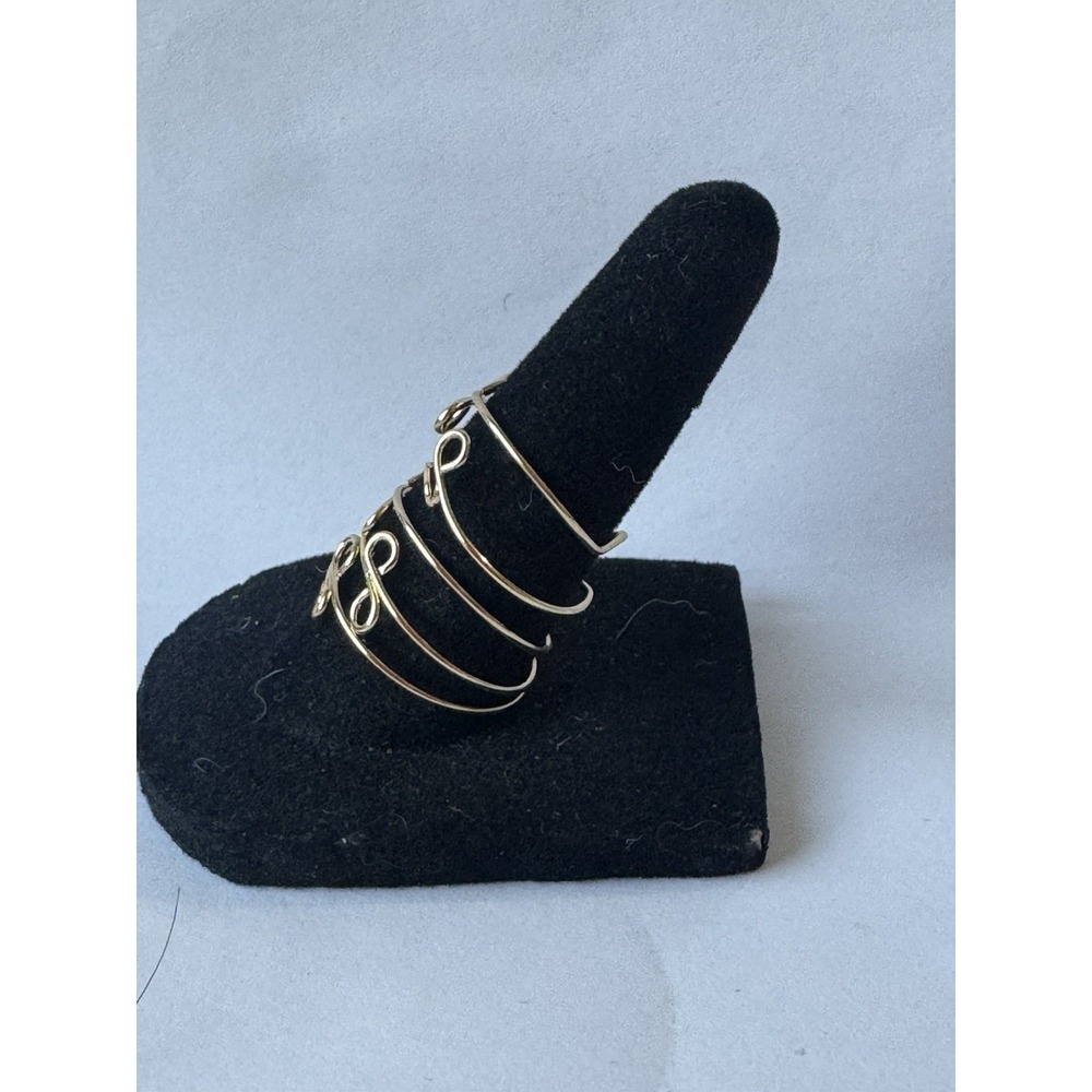 Set of 5 Gold Tone Wire Swirl Stackable Rings Mixed Sizes Boho Fashion Jewelry - Picture 3 of 6